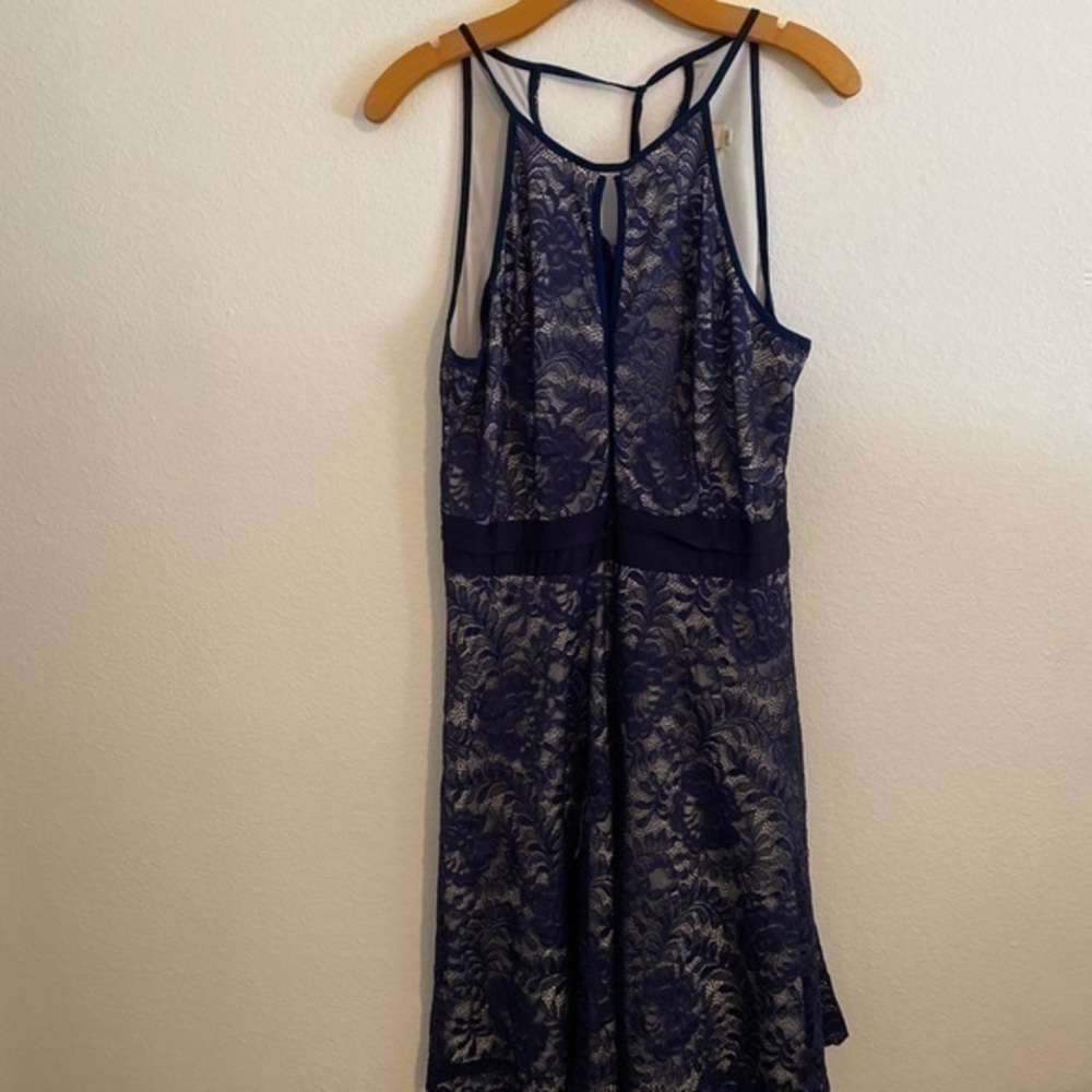 KATE KASIN SOLID BLUE DRESS SIZE LARGE